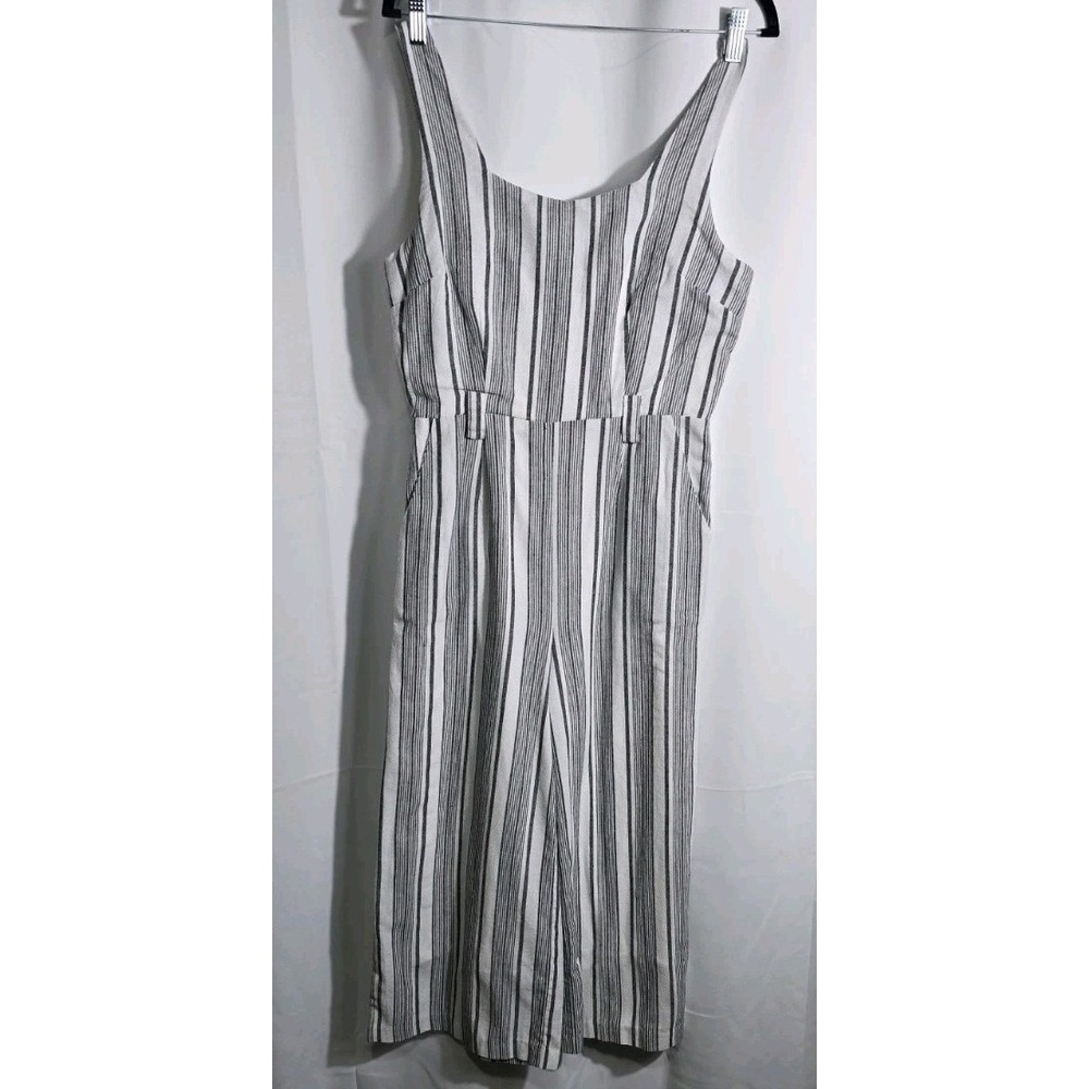 J by joa Stripe Sleeveless Flowy Boho Shortalls Size L